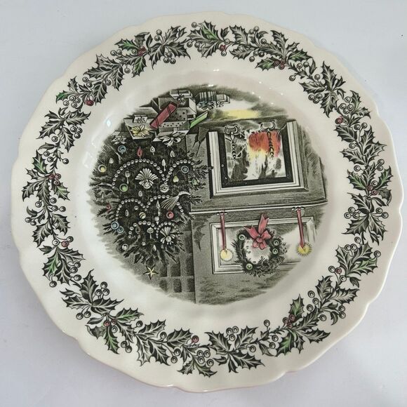 Johnson Bros Merry Xmas Dinner Plate Hand Engraved Pattern Excellent Condition - Picture 7 of 7